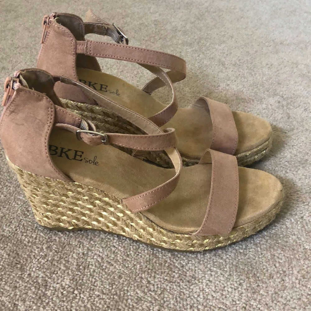 BKE Pink Wedge Sandals